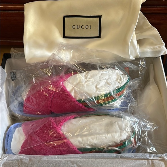 Gucci Pink and Blue Slippers - Picture 1 of 5